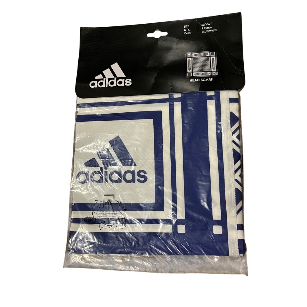 Adidas Head Scarf Blue White Geometric Print 52"x52" NEW Original Packaging